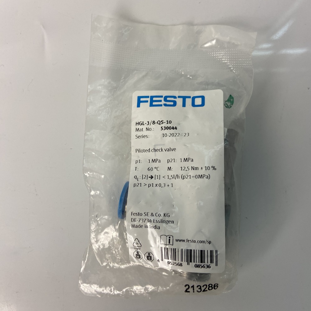 FESTO 费斯托  先导止回阀 HGL-3/8-QS-10 530044