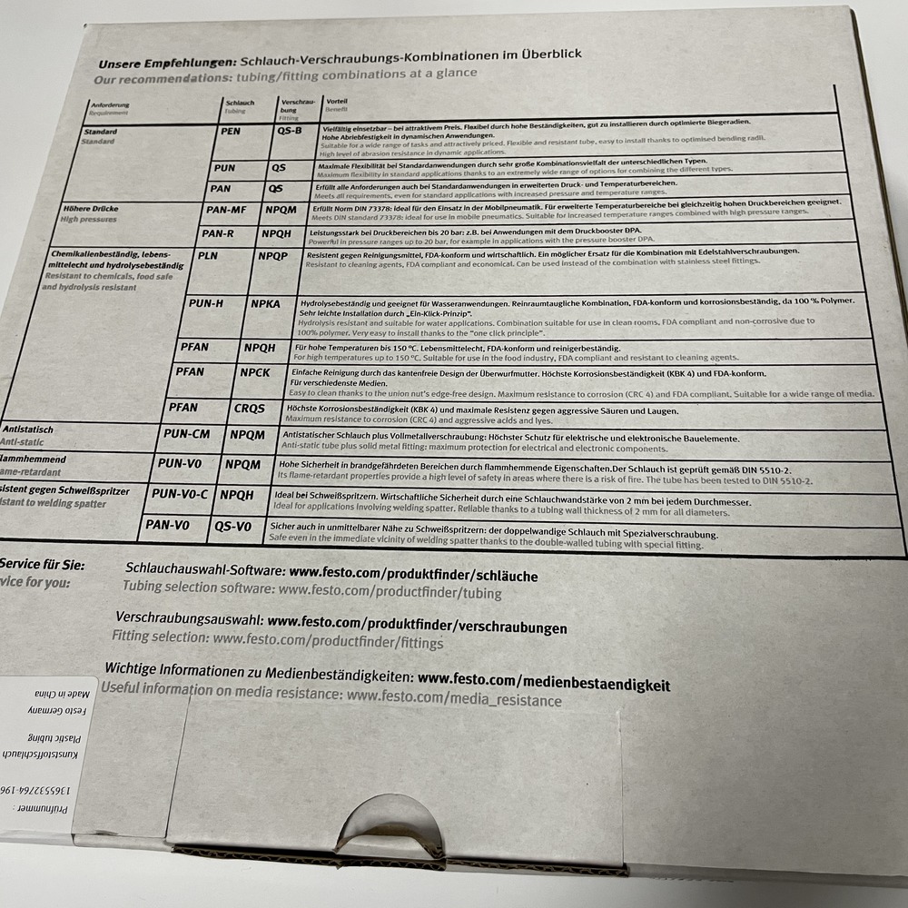 FESTO 费斯托 塑料气管 PUN-H-4X0,75-BL 197383 产品图片