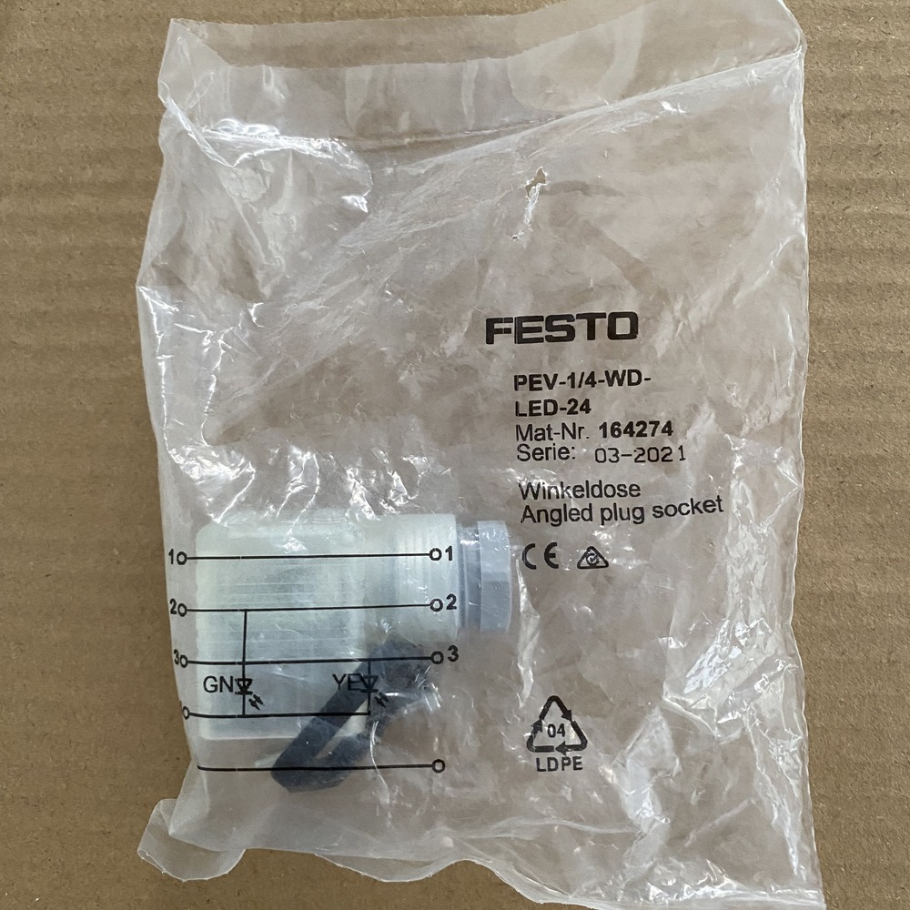 FESTO 费斯托  直角式插头插座  PEV-1/4-WD-LED-24  164274